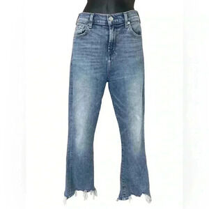 Guess women’s sexy straight blue jeans cut off hem sz 25 in excellent condition